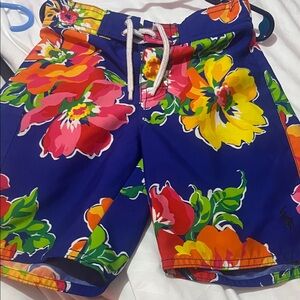 Polo by Ralph Lauren Kids Swim Trunks - Blue with Floral Print